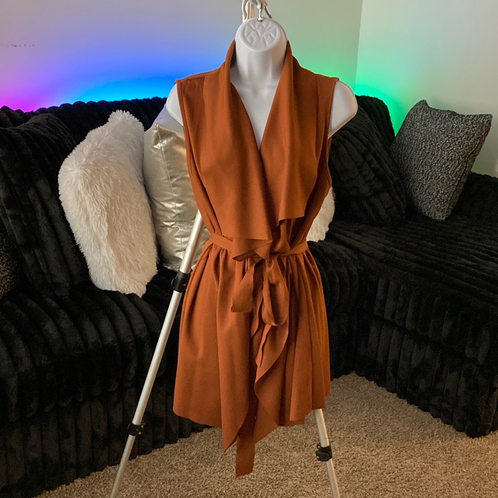 Rust Sleeveless Wrap Dress